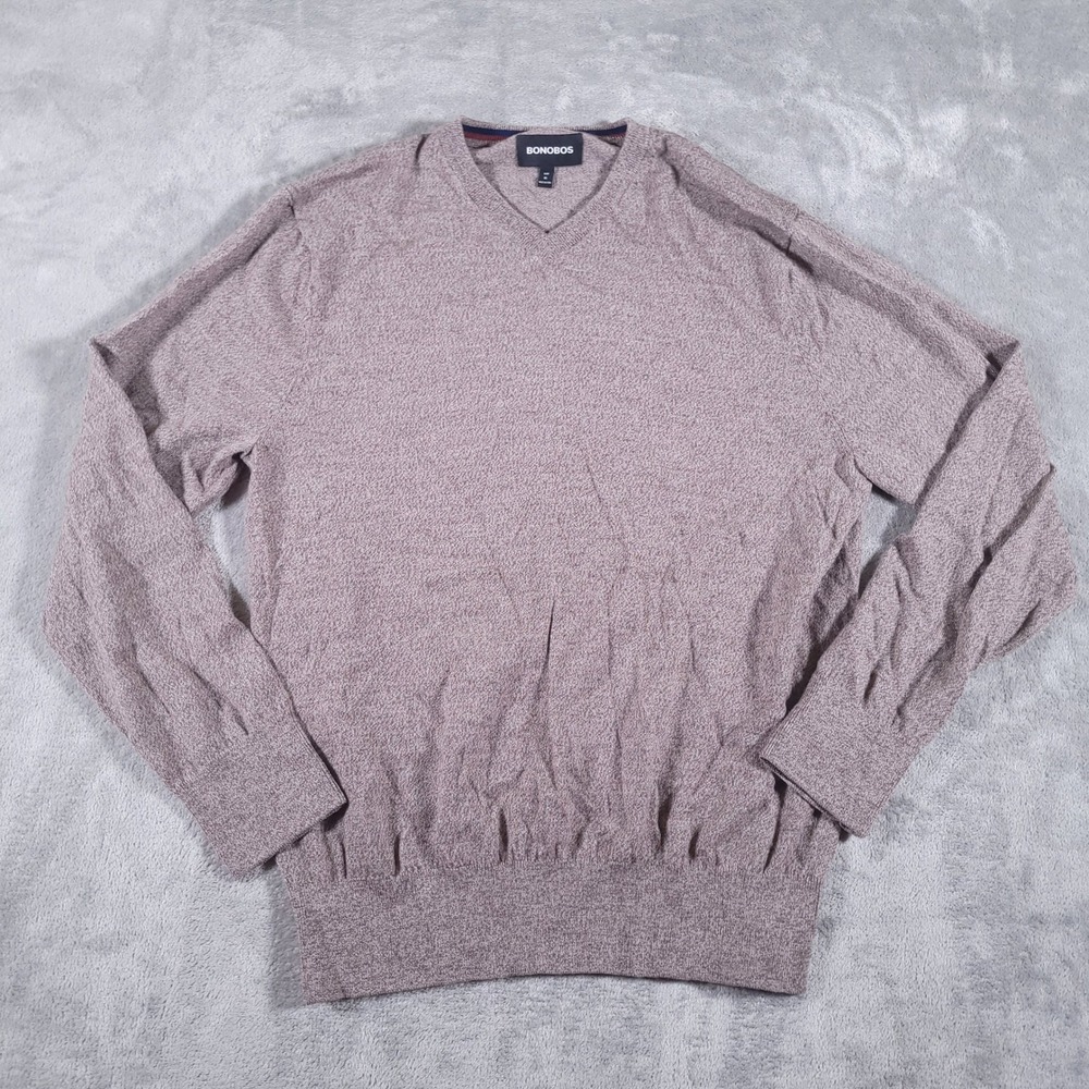 Bonobos V-Neck Sweater Mens XL Slim Brown Extra Fine Merino Wool BST00138S‎